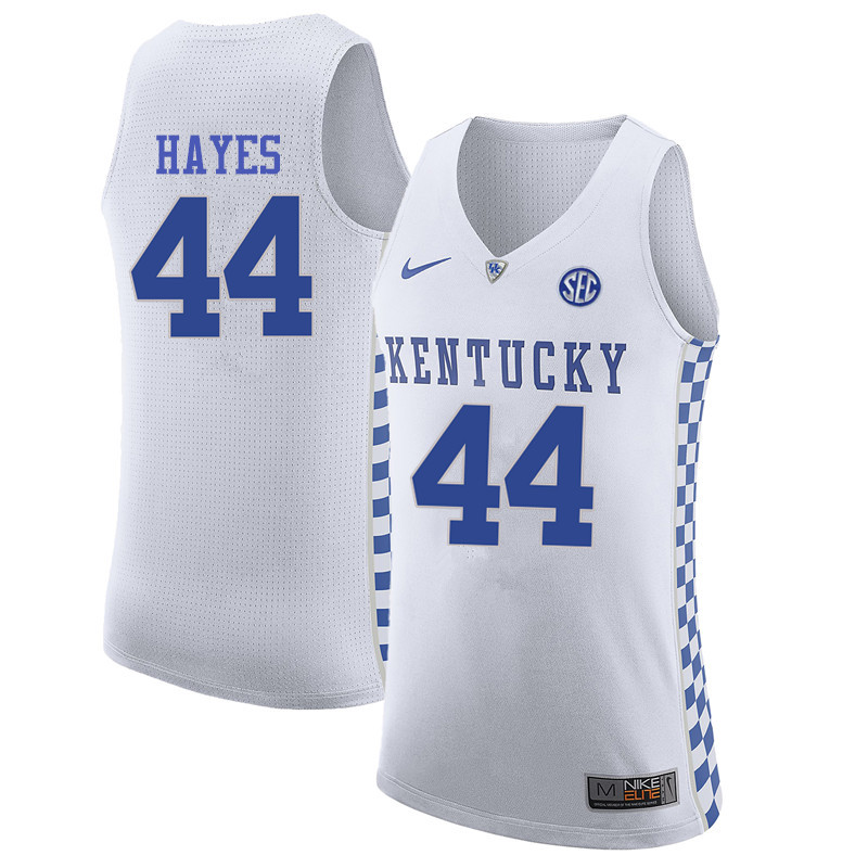 Men Kentucky Wildcats #44 Chuck Hayes College Basketball Jerseys-White - Click Image to Close